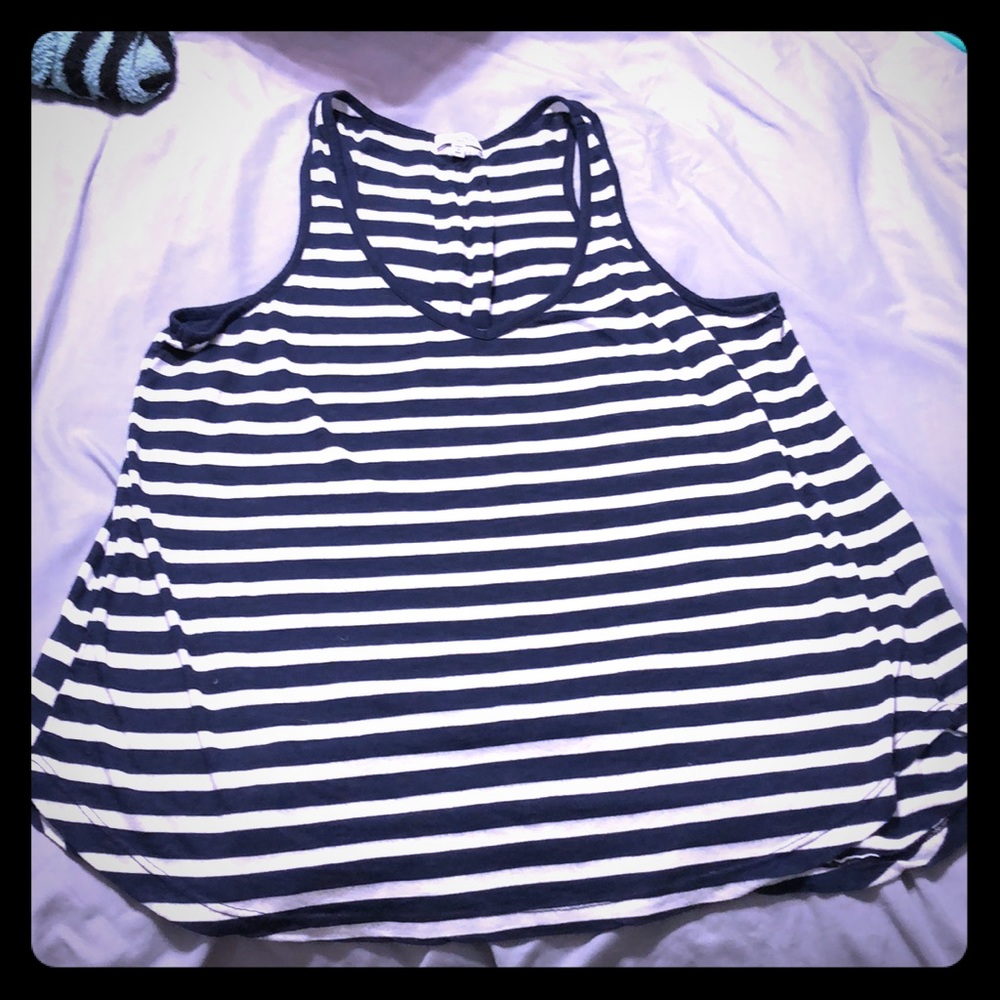 Splendid Navy and white striped V-neck tank top